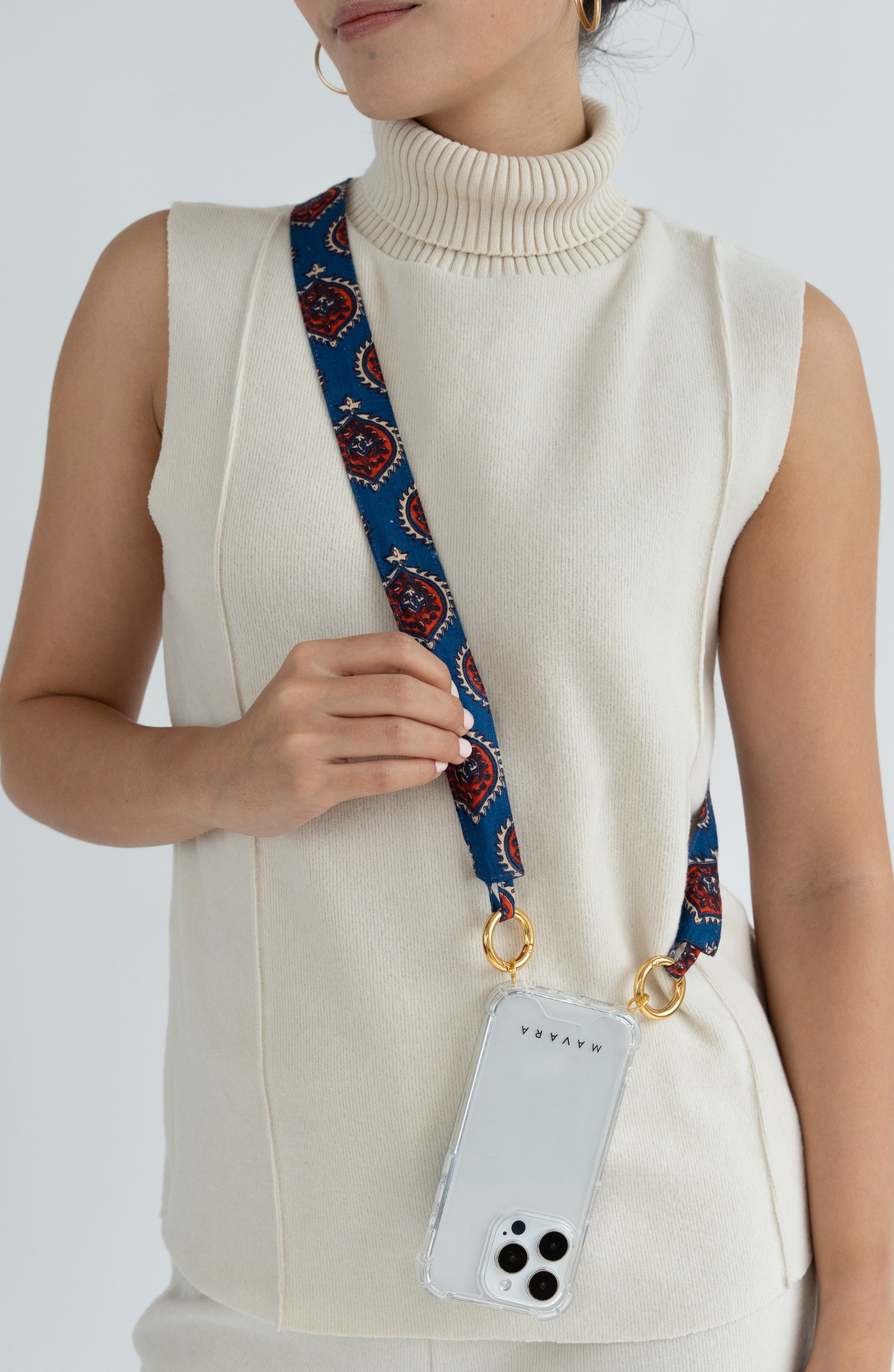 Single Blue Shapes Fabric Strap