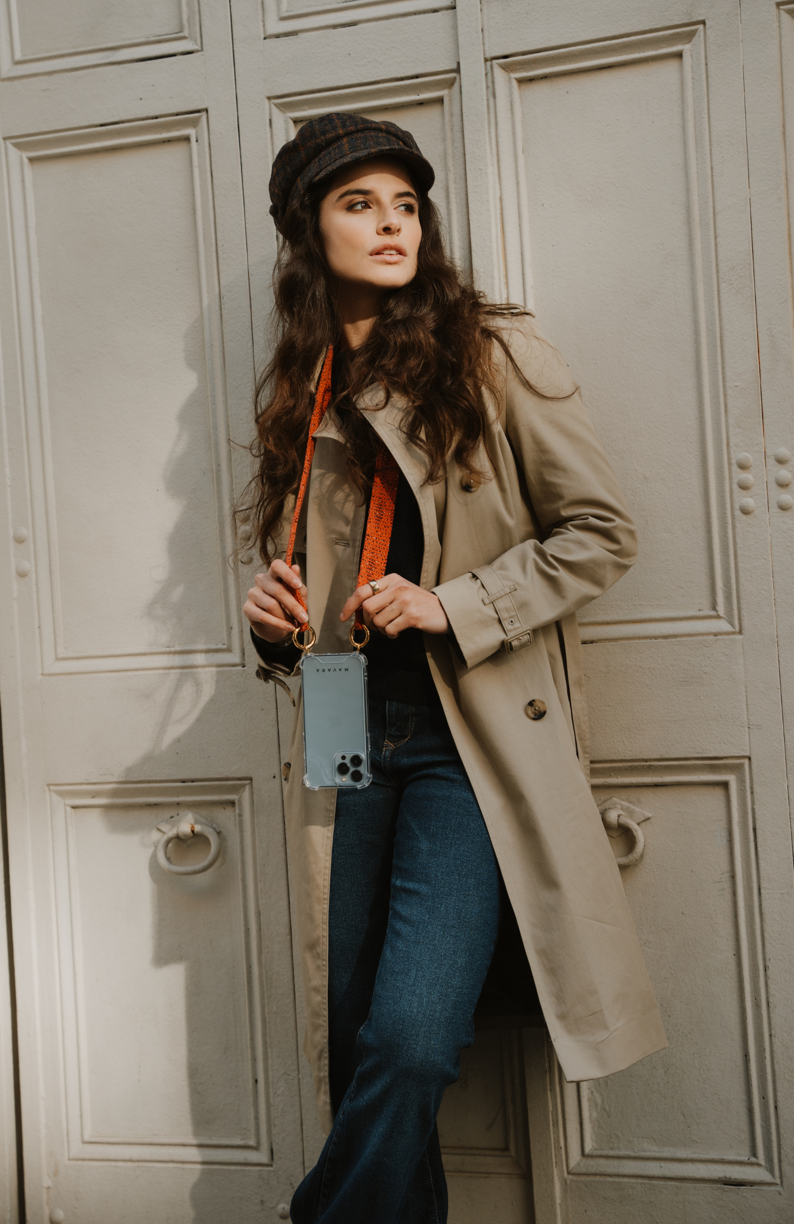 Single Orange Glitter Fabric Strap