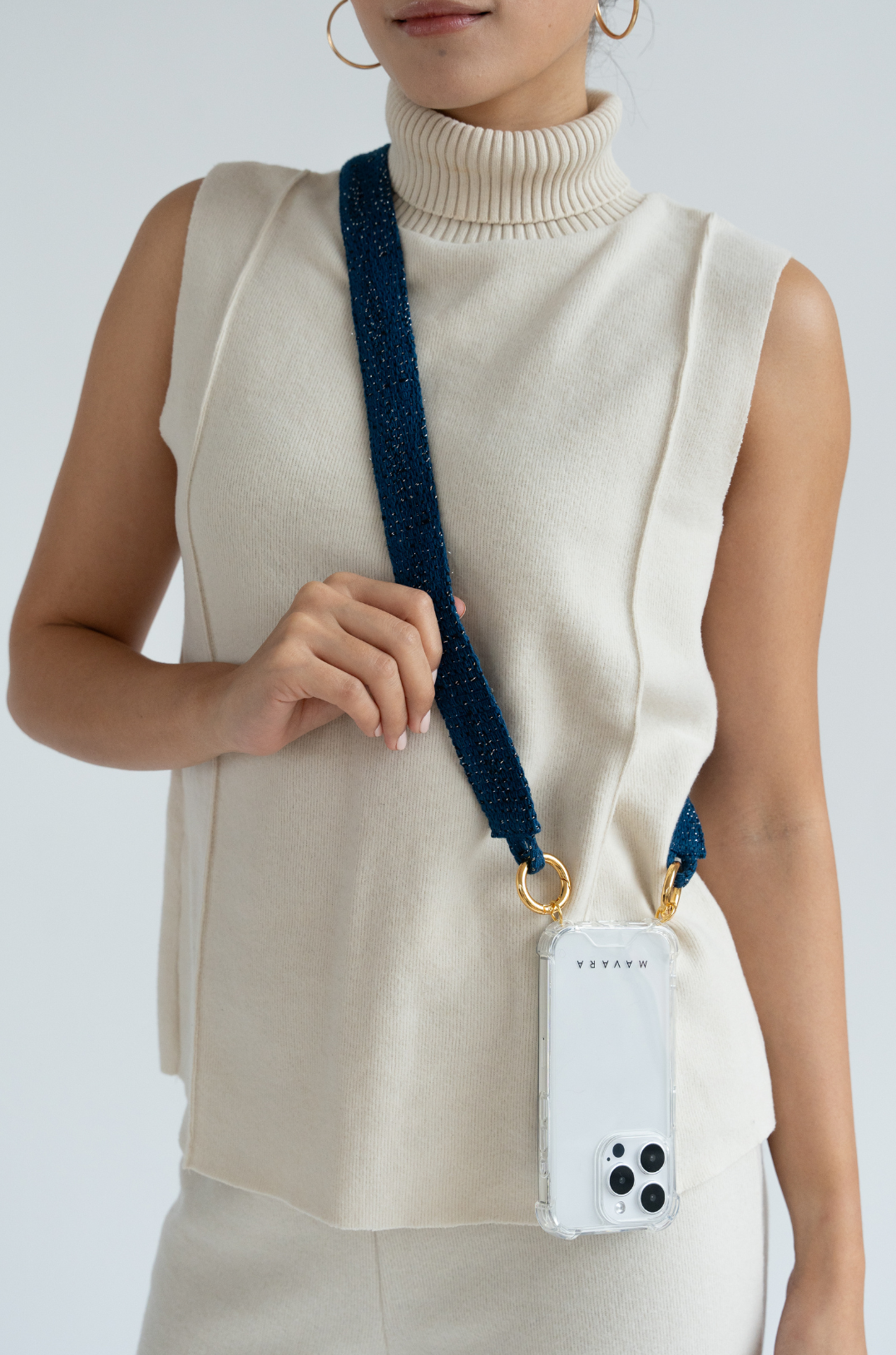 Single Blue Glitter Fabric Strap